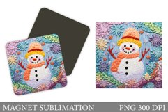 Snowman Magnet Design. Cute Snowman Magnet Sublimation Product Image 1