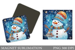 Snowman Magnet. Cute Snowman Magnet Sublimation Product Image 1