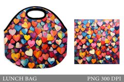 Hearts Lunch Bag Sublimation. Colorful Hearts Lunch Bag Product Image 1