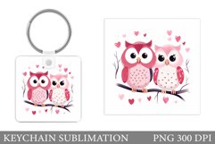 Valentines Owl Keychain Design. Cute Owl Keychain Template Product Image 1