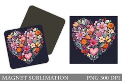 Square Magnet Flowers Design. Flowers Magnet Sublimation Product Image 1