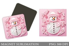 Snowman Magnet Sublimation. Cute Snowman Square Magnet Product Image 1
