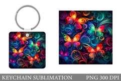 Butterflies Keychain Design. Square Keychain Butterflies Product Image 1