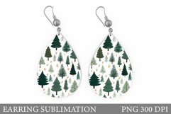 Watercolor Christmas Tree Earring. Teardrop Earring Design Product Image 1