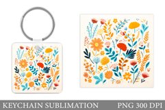 Flowers Keychain Sublimation. Summer Flowers Keychain Product Image 1