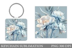 Flowers Keychain Design. Flowers Square Keychain Sublimation Product Image 1