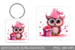 Valentines Owl Keychain Design. Funny Owl Keychain Template Product Image 1