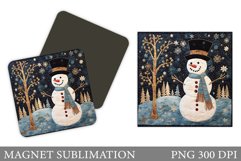 Cute Snowman Magnet Sublimation. Christmas Snowman Magnet Product Image 1