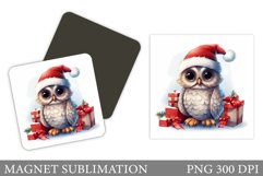 Christmas Owl Magnet. Winter Owl Magnet Sublimation Product Image 1
