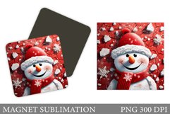 Snowman Keychain Sublimation. Cute Snowman Square Keychain Product Image 1