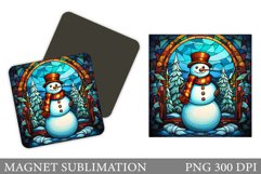 Snowman Magnet. Stained Glass Snowman Magnet Product Image 1