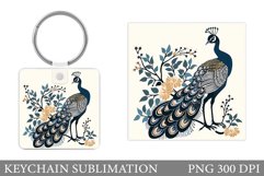 Peacock Keychain Design. Peacock Keychain Sublimation Product Image 1