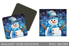 Snowman Magnet Sublimation. Cute Snowman Square Magnet Product Image 1