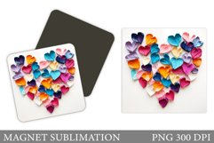 Heart Magnet Sublimation. 3D Heart Magnet Design Product Image 1