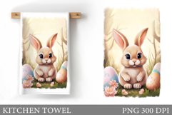Easter Bunny Kitchen Towel. Bunny Kitchen Towel Sublimation Product Image 1