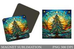 Stained Glass Christmas Tree Magnet. Christmas Square Magnet Product Image 1