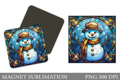 Cute Snowman Magnet. Stained Glass Snowman Magnet Product Image 1