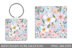 Spring Flowers Keychain. Spring Keychain Sublimation Product Image 1