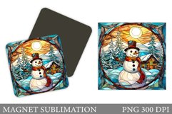Stained Glass Snowman Magnet. Cute Snowman Magnet Design Product Image 1