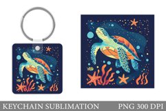 Turtle Keychain Sublimation. Turtle Keychain Design Product Image 1