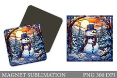 Stained Glass Snowman Magnet. Snowman Magnet Sublimation Product Image 1