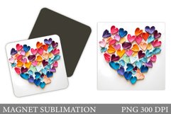 3D Heart Magnet Sublimation. Valentines Magnet Design Product Image 1