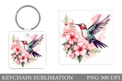 Hummingbird Keychain. Square Keychain Hummingbird Product Image 1