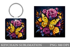 Butterfly Keychain. Roses Keychain Design. Floral Keychain Product Image 1