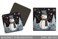 Snowman Magnet. Cute Snowman Magnet Sublimation Product Image 1