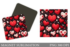 Hearts Magnet Sublimation. Valentines Hearts Magnet Design Product Image 1