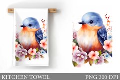 Bird Kitchen Towel Design. Summer Kitchen Towel Sublimation Product Image 1