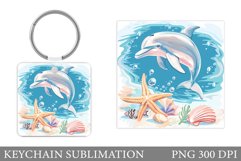 Dolphin Keychain Sublimation. Sea Keychain Design Product Image 1