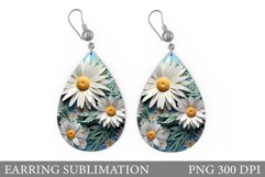 Flowers Teardrop Earring. Daisy Flowers Earring Design Product Image 1