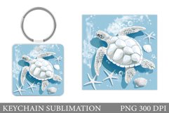 Turtle Keychain Sublimation. Sea Turtle Keychain Design Product Image 1