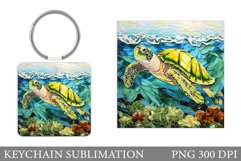 Turtle Keychain Sublimation. Sea Turtle Keychain Design Product Image 1