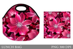 Shimmer Flowers Lunch Bag. Flowers Lunch Bag Design Product Image 1