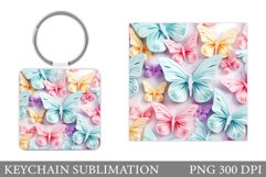 3D Butterfly Keychain Design. Butterfly Keychain Sublimation Product Image 1