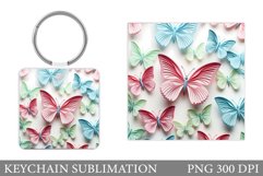 Butterflies Keychain Sublimation. Butterfly Keychain Design Product Image 1