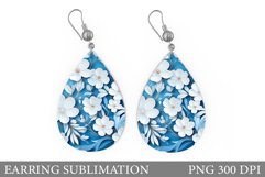 Flowers Earring Sublimation. Teardrop Earring Flowers Design Product Image 1