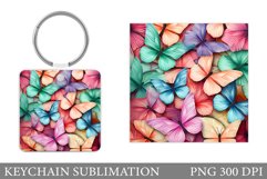3D Butterflies Keychain. Butterfly Square Keychain Product Image 1