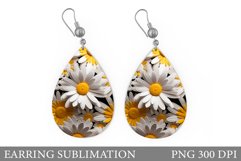 Daisy Flowers Earring Sublimation. Flowers Teardrop Earring Product Image 1