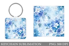 Flowers Keychain Sublimation. Flowers Square Keychain Design Product Image 1