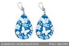 Butterflies Teardrop Earring. Butterflies Flowers Earring Product Image 1