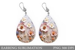 3D Flowers Earring Sublimation. Wildflowers Teardrop Earring Product Image 1