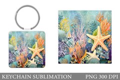 Sea Keychain Sublimation. Starfish Keychain Design Product Image 1