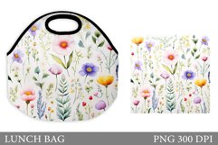 Wildflowers Lunch Bag Design. Flowers Lunch Bag Sublimation Product Image 1