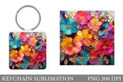 3D Flowers Keychain Design. Flowers Keychain Template Product Image 1
