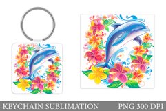 Dolphin Keychain Sublimation. Dolphin Square Keychain Design Product Image 1