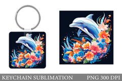 Dolphin Keychain Design. Sea Keychain Sublimation Product Image 1