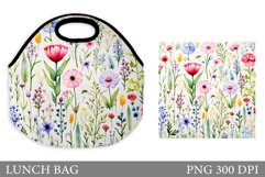 Wildflowers Lunch Bag Sublimation. Flowers Lunch Bag Design Product Image 1